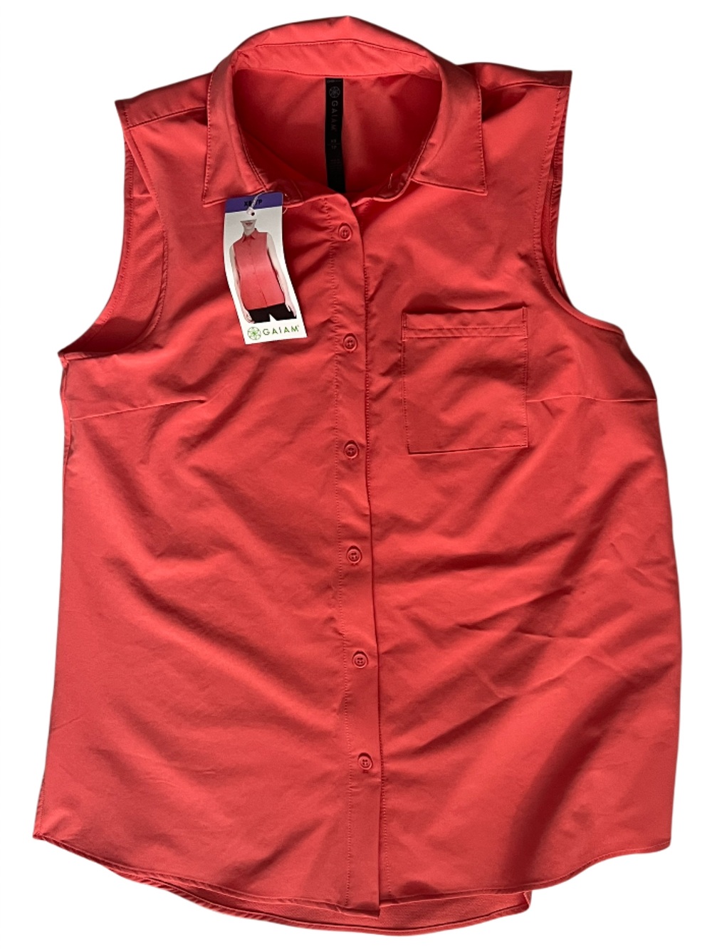 NWT Gaiam Sleeveless Button Down Shirt Pink/Coral Size XS